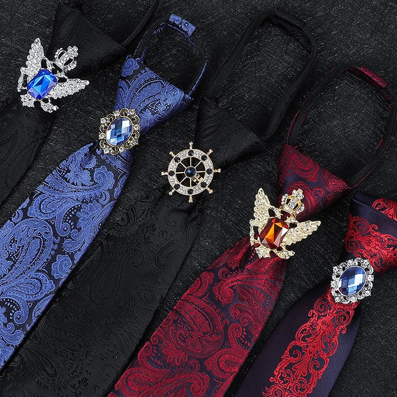 Vintage Tie Buckle Silk Scarf Button Ship Rudder Eagle DIY Tie Band Business Shirt Tie Button Brooch Buckle Neckties Accessories