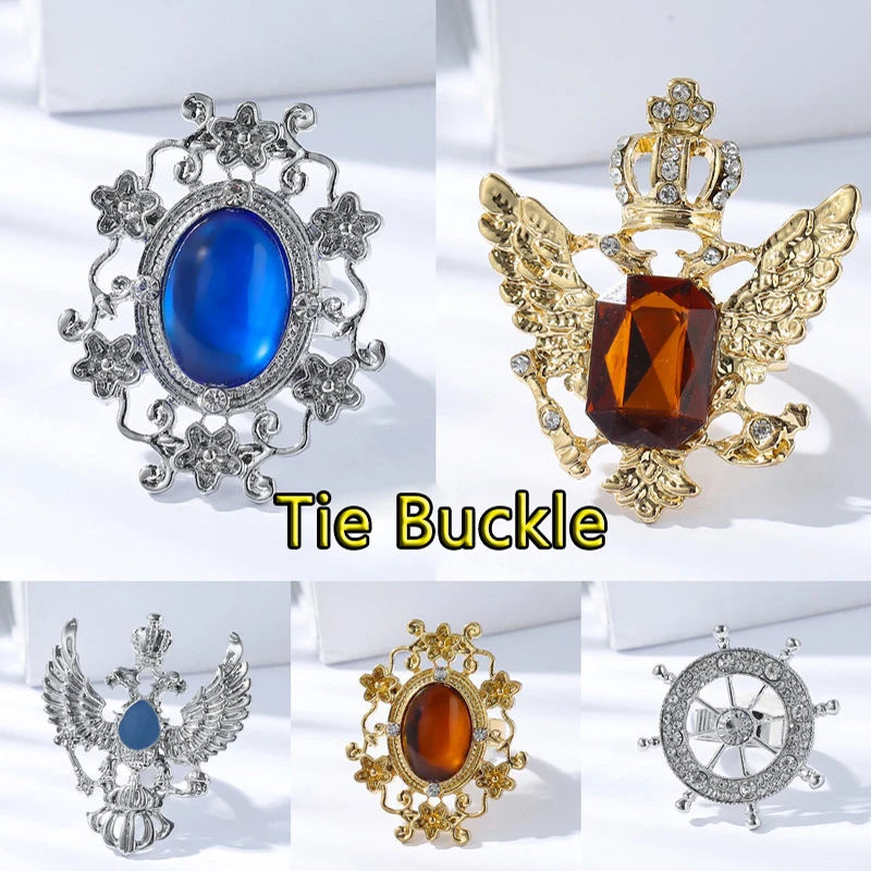 Vintage Tie Buckle Silk Scarf Button Ship Rudder Eagle DIY Tie Band Business Shirt Tie Button Brooch Buckle Neckties Accessories