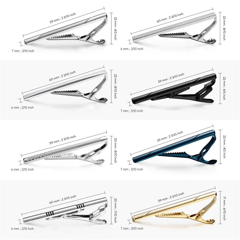 7/8/10 PCS Tie Clip Set With Gift Box Wedding Guests Gifts Metal Man Shirt Cufflinks Men's Gift For Husband Luxury Jewelry