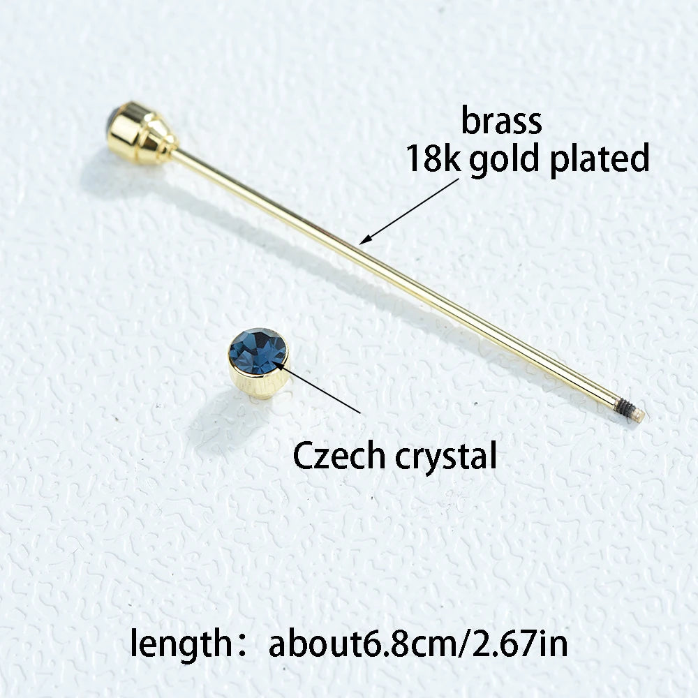 ICEYY Czech Crystal Mens Shirt Collar Pin Clip Groom Formal Men's Collar Bar Tie Pin for Wedding Business Father's Day