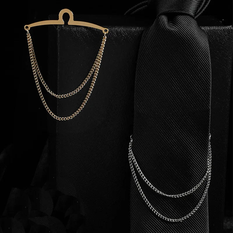 Tie Chain Mens Necktie Windbreak Chain Metal U-chain Dress Shirts Brooch Windbreak Changeless Brooch Lapel Pin Neck Ties Clip