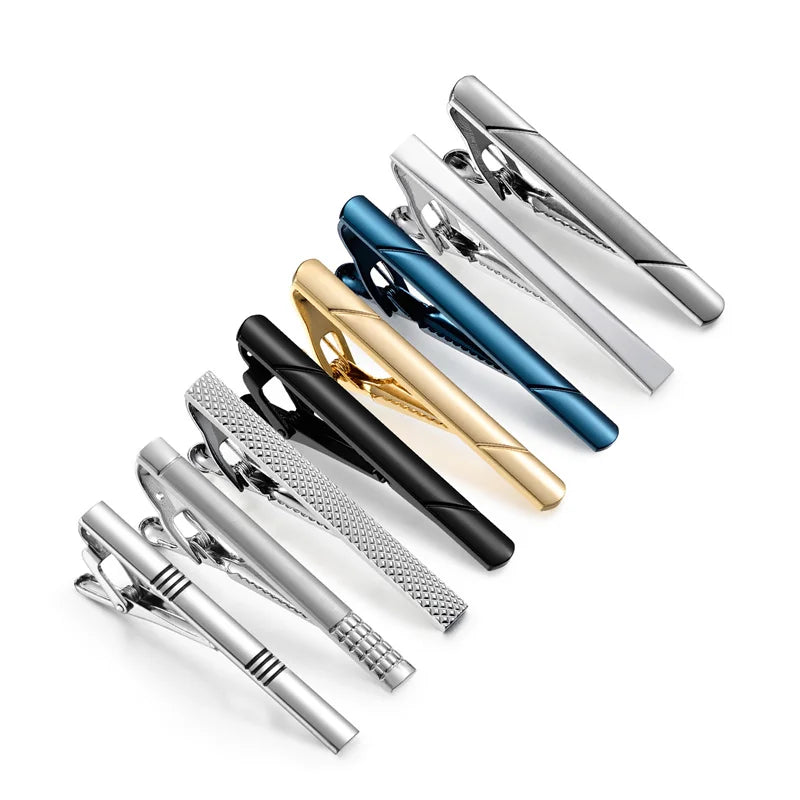 7/8/10 PCS Tie Clip Set With Gift Box Wedding Guests Gifts Metal Man Shirt Cufflinks Men's Gift For Husband Luxury Jewelry