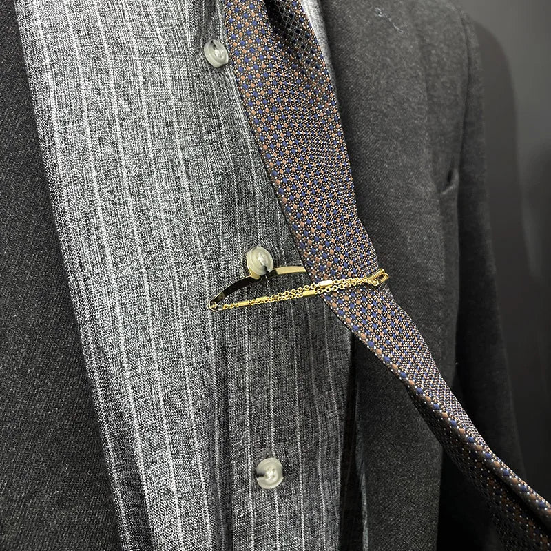 Tie Chain Mens Necktie Windbreak Chain Metal U-chain Dress Shirts Brooch Windbreak Changeless Brooch Lapel Pin Neck Ties Clip