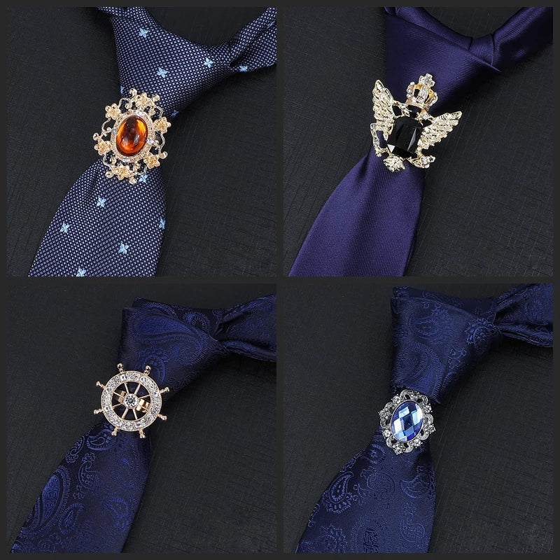Vintage Tie Buckle Silk Scarf Button Ship Rudder Eagle DIY Tie Band Business Shirt Tie Button Brooch Buckle Neckties Accessories